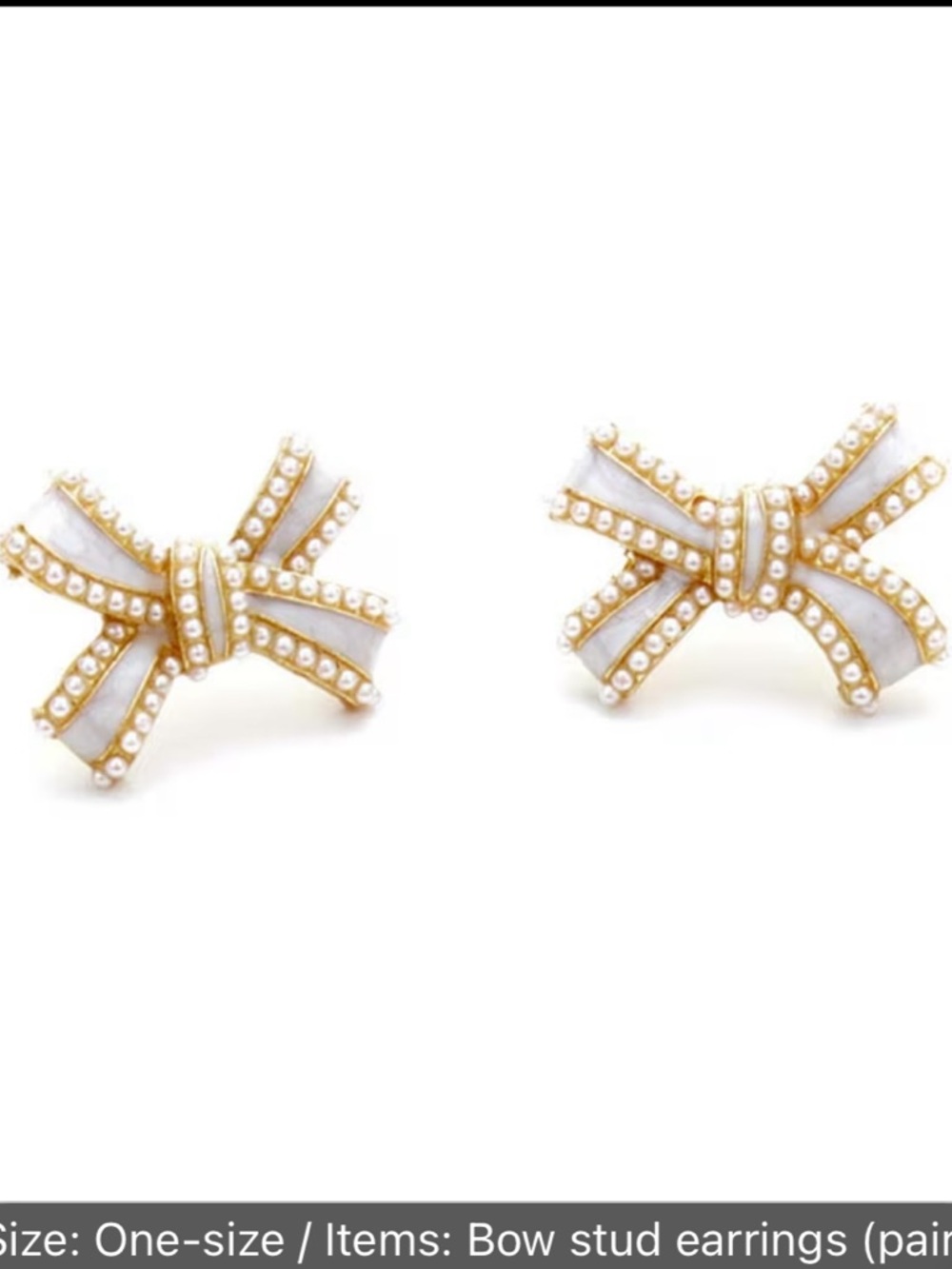 Pearl Bow Stud Earrings - Cream/Gold Accent